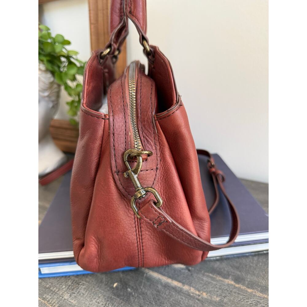 American Leather Co Burgundy Leather Satchel Crossbody Bag - Picture 5 of 14